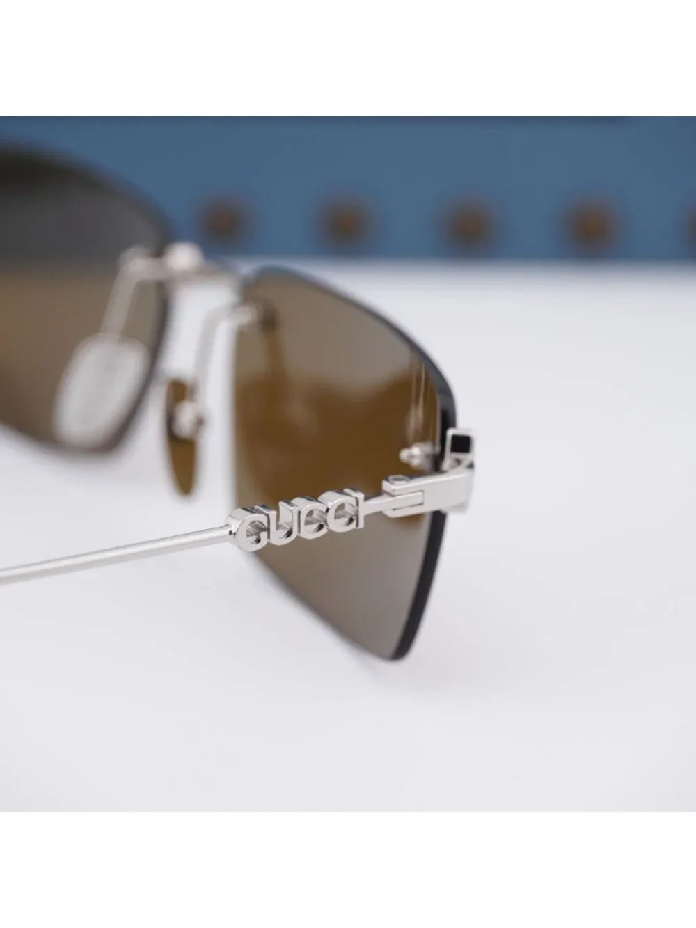 Gucci GG1941S 002 Rectangle Sunglasses - Silver / Green